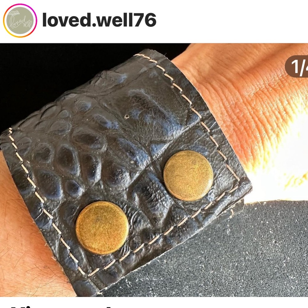 Blue leather cuff